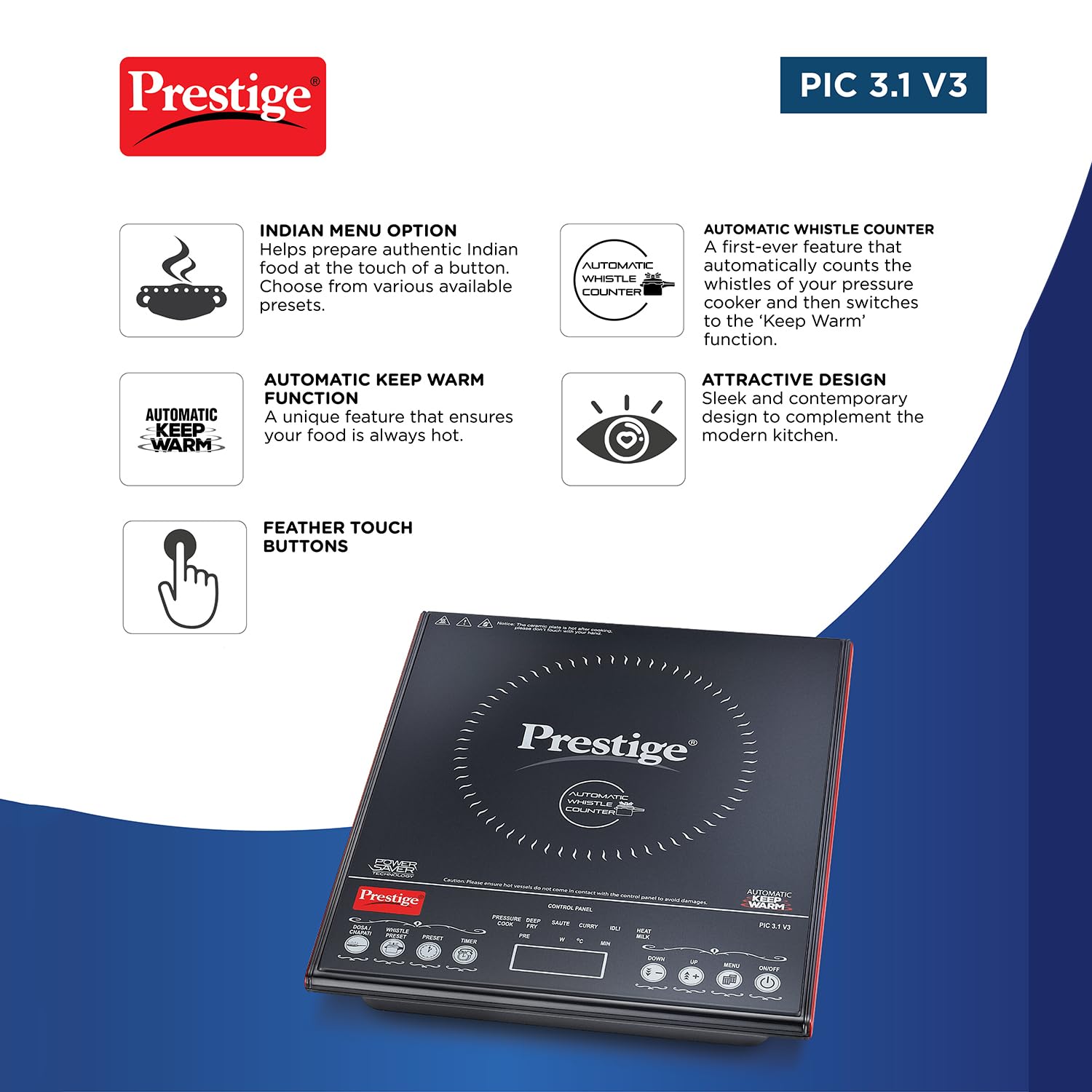 Prestige PIC 3.1 V3 2000 Watts Induction Cooktop
